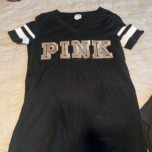 PINK Victoria's Secret Black V-Neck Tee